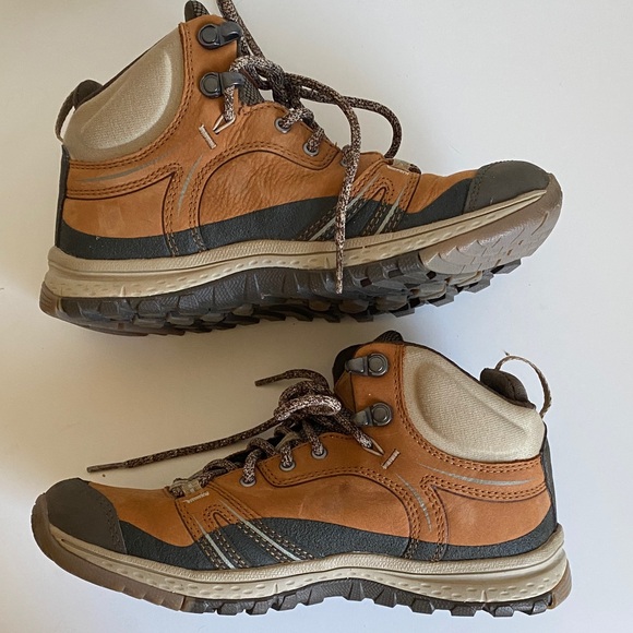 KEEN Womens Leather Hiking Boots Size 6.5US Waterproof Outdoor Boots Orange Gray - Picture 10 of 11